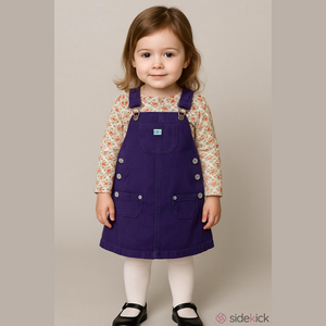VTG 90's Arizona Jeans Co. Purple Denim Overall Dress Ajustable Straps Kids‎ 4T
